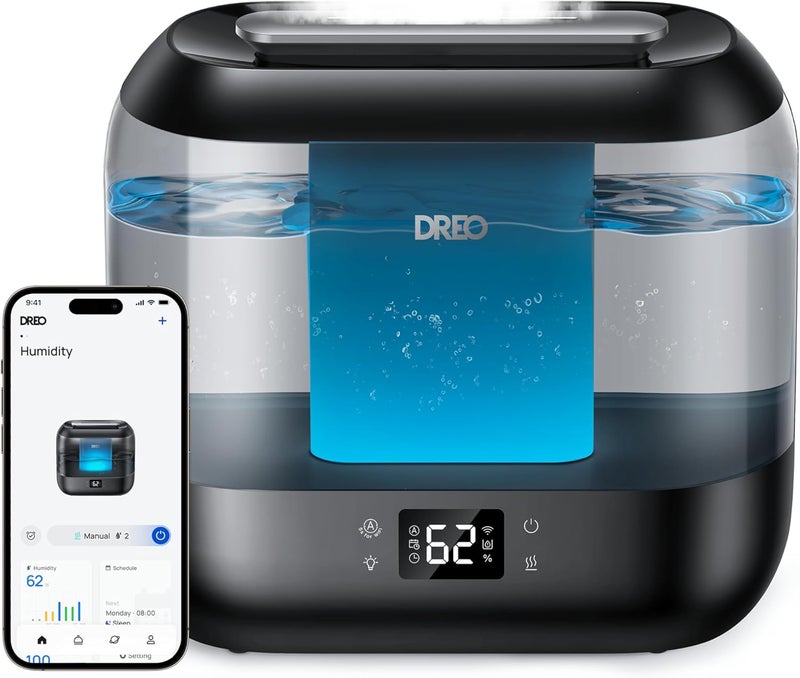 Dreo Smart Humidifiers for Bedroom, Top Fill 4L Supersized Humidifier Large Room with 28 dB, 36H Runtime, Touch/APP/Voice Control, Nightlight, Cool Mist Humidifiers for Baby, Plants, Indoor, Black - Image 1